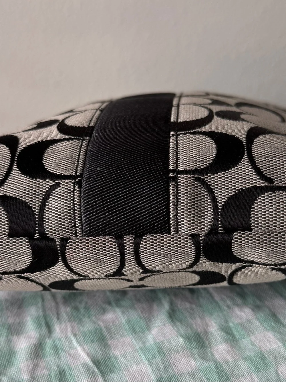 Coach Signature Stripe Black and Gray Monogram Crossbody Bag